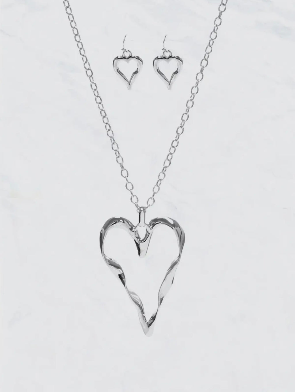 So Much Love Silver Heart Necklace Set