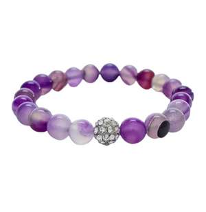 Single Multi-Colored Purple Beaded Bracelet